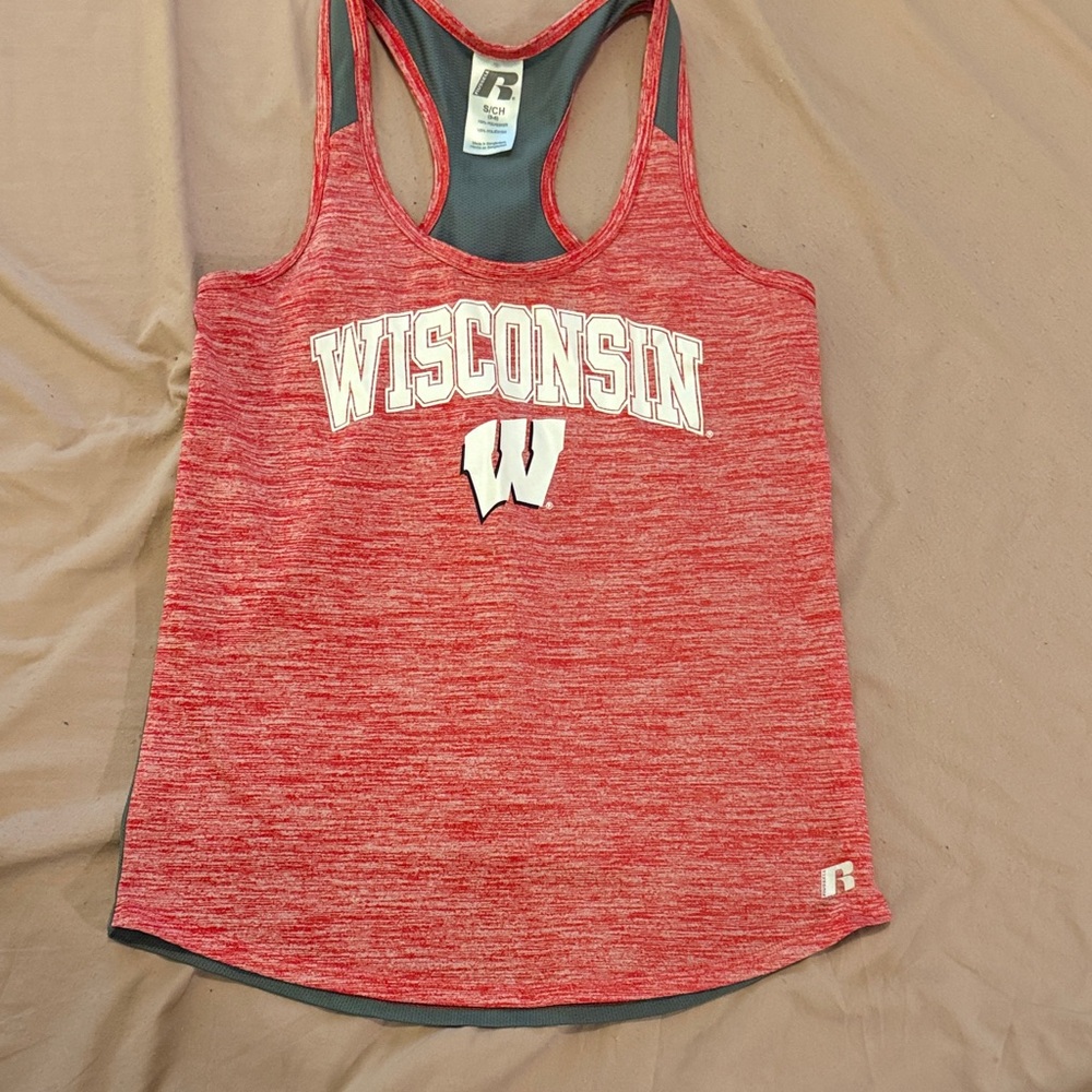 Russell Athletic Women's Heathered Red Wisconsin Tank Top